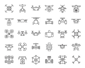  drone line art Icon Set