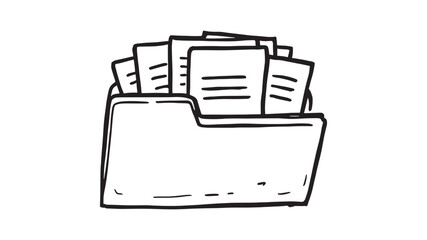Folder with Documents line art design creative vector illustration idea