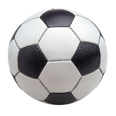 A classic black and white soccer ball designed for outdoor play and competitions. On transparent background.