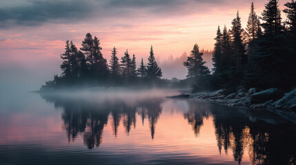 Fototapeta premium Sunset over the lake