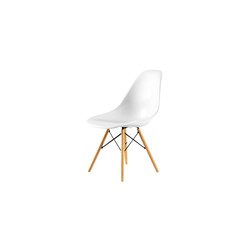 modern white chair with sleek design and wooden legs, perfect for contemporary interiors. chair features smooth, curved seat and minimalist aesthetic, ideal for dining or office spaces