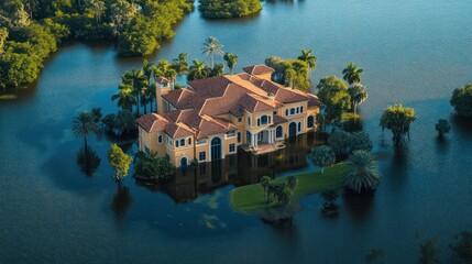 Submerged mansion showcases the devastating effects of extreme weather events