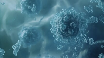 Microscopic view of multiple cells in motion.