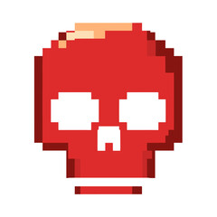 Obraz premium Red skull icon pixelated retro video vector