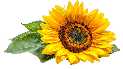 Obraz premium Vibrant yellow sunflower with detailed petals, high-definition, realistic look, isolated on white background
