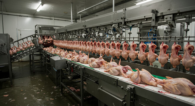 Automated Poultry Processing Plant High Efficiency Chicken Production Line Modern Food Industry Industrial Food Manufacturing Meat Production Chicken Processing Equipment