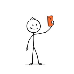 Stickman taking selfie in relaxed pose