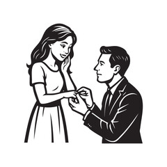 A man proposes to his girlfriend by putting a ring on her finger