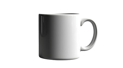 White ceramic mug mockup for printing, isolated on white background