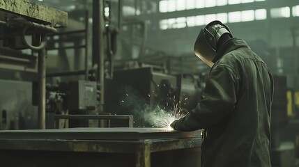 Welder at Work in an Industrial Setting