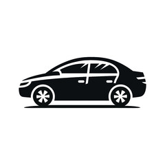 Fototapeta premium car icon on white background, black silhouette