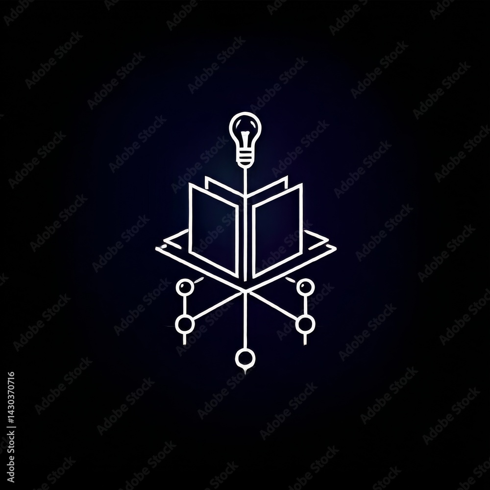 Aufkleber illuminated knowledge: an open book radiates bright ideas, connected through learning and understand
