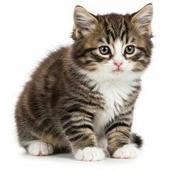 Fototapeta premium Cute Fluffy Kitten with White Paws in a Heartwarming Portrait