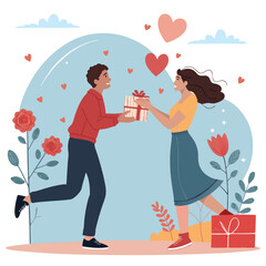 A couple of lovers celebrating Valentine's Day