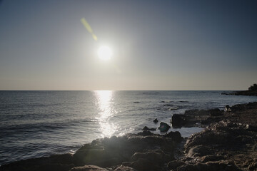 Shining sunrise on the sea near Posada, Sardina, Italy