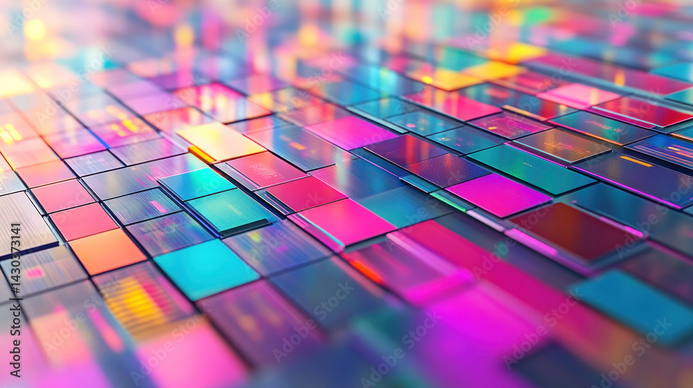 Poster a colorful image of blocks with a bright and vibrant color scheme. the blocks are arranged in a way 