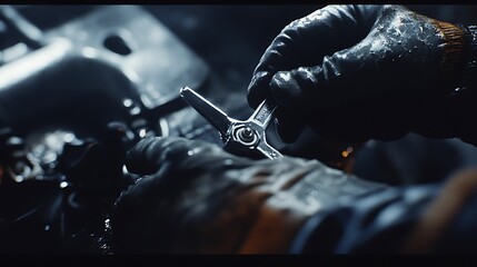 Mechanic Using Pliers to Repair Mechanical Equipment