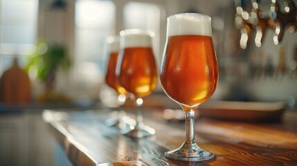 The glass is used to serve fresh, frothy beer.