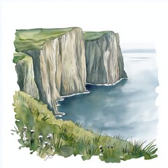 North Cape. North Cape hand drawn watercolor illustration