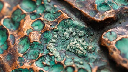 Close-Up of Oxidized Copper with Green Patina