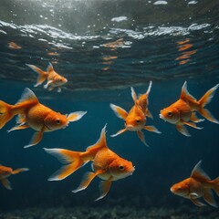 Naklejka premium Goldfish Swimming Gracefully in a Clear Bowl