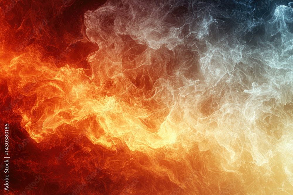 Aufkleber abstract image of swirling smoke or energy, transitioning from fiery orange and red to cool white an