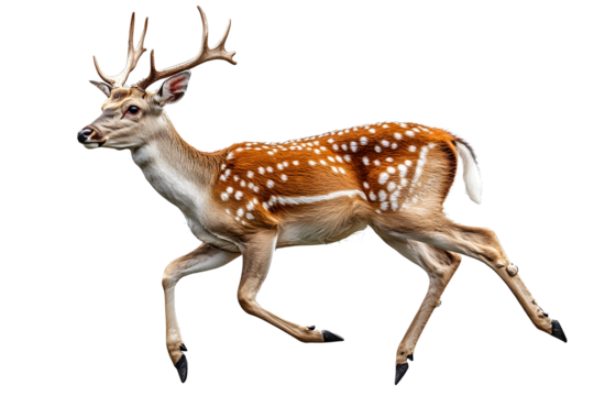 Elegant Fallow Deer in Motion with Distinctive Spotting Pattern