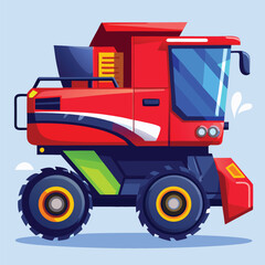 Naklejka premium Farm harvesting vehicle harvester vector illustration graphic design