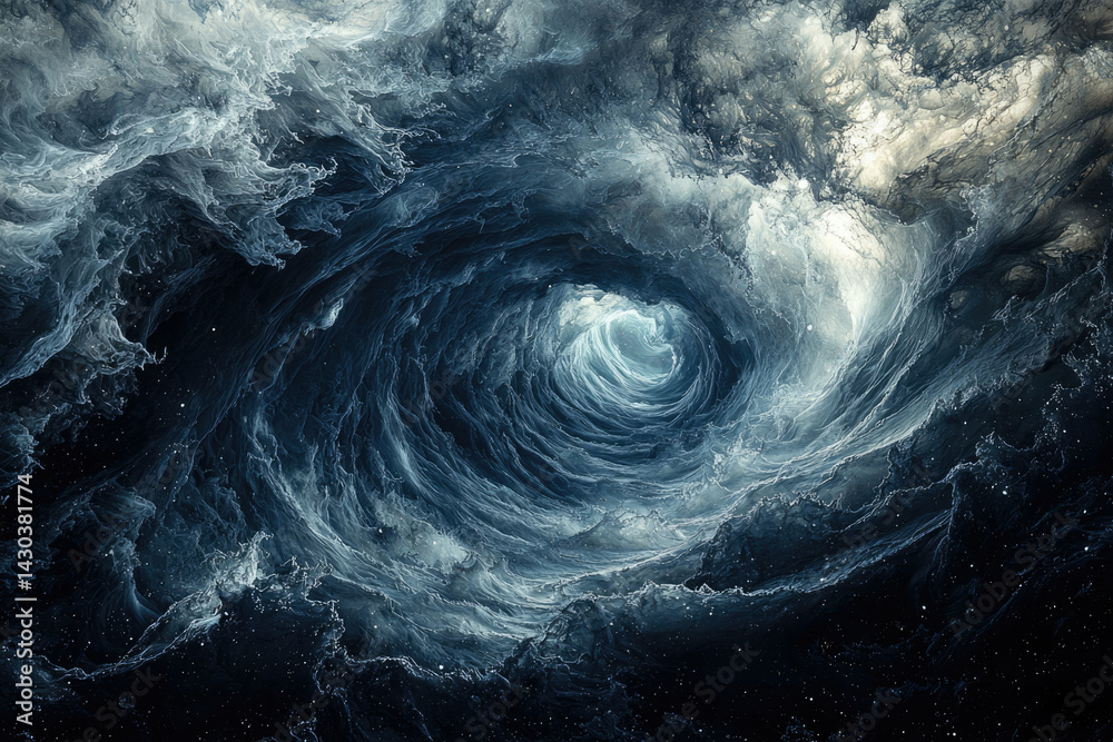 Aufkleber a powerful, swirling vortex of ocean waves creates a mesmerizing tunnel effect with light at the end