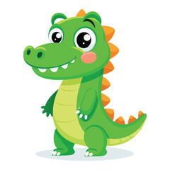 Naklejka premium Happy green cartoon crocodile or alligator Vector clip art