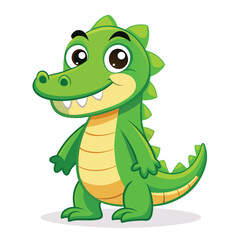 Fototapeta premium Happy green cartoon crocodile or alligator Vector clip art