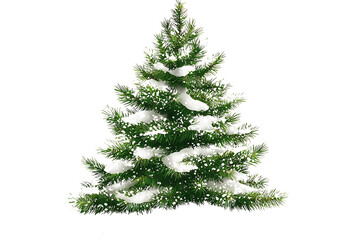 Fototapeta premium Snowy Christmas Tree with Green Branches and White Accents