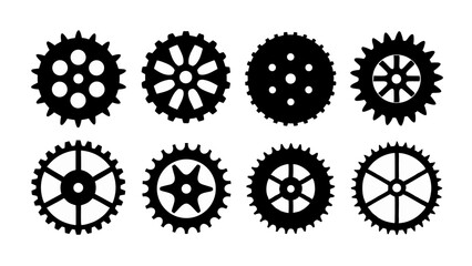 set of Gear wheel icon silhouette vector on white background