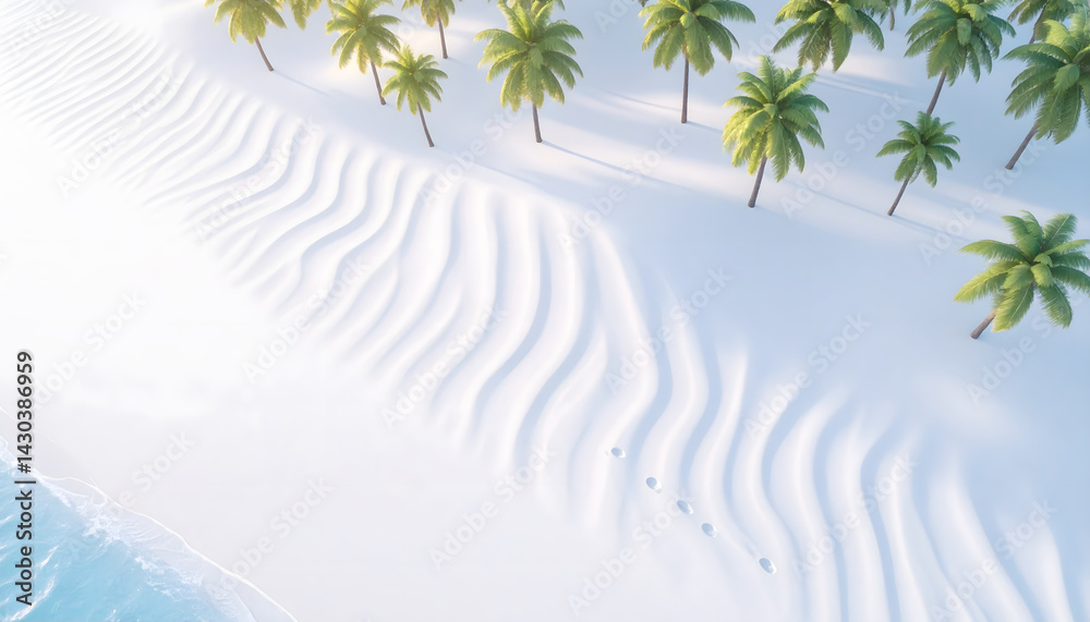 Poster tranquil beach scene with palm trees and gentle waves