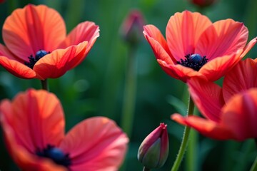 Fototapeta premium Close up of eustoma blooms forming a circular frame, colorful, overhead