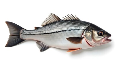 Raw Seabass isolated on white background