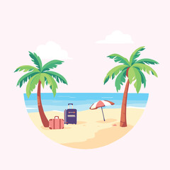 tropical beach with palm trees