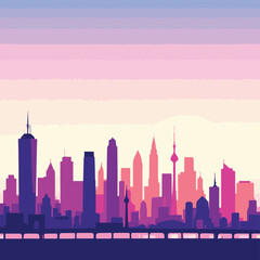 Obraz premium city skyline at sunset