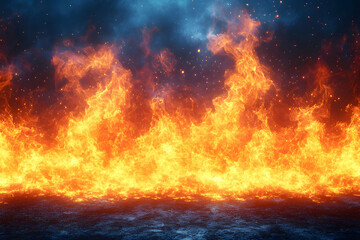 Fototapeta premium Dramatic Fire and Smoke Scene Evoking Intensity and Heat