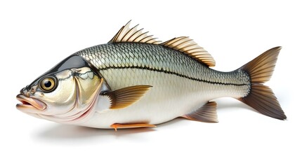 Fototapeta premium Raw Seabass isolated on white background