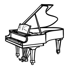 Hand drawn individual Grand piano elegant grand black vector