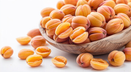 Dried fruit snack with healthy nuts and almonds closeup on white