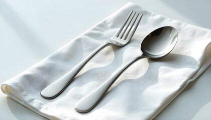 Cutlery set with Fork, Knife and Spoon isolated on white background