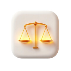 Golden scales of justice glowing app icon legal theme