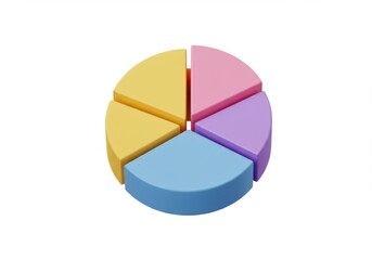 Obraz premium Colorful pie chart with five segments isolated on white background