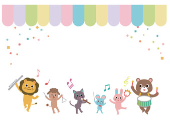 動物たちの音楽会のフレーム　横