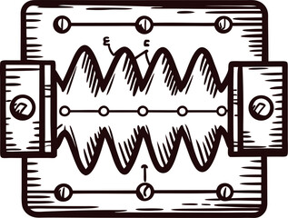 Obraz premium Intricate hand drawn of a mechanical spring with zigzag pattern