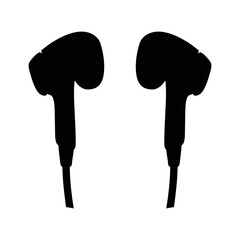 Earbuds silhouette isolated on a white background