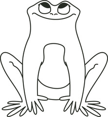Funny frog looking up. Anthropomorphic animal in doodle style.