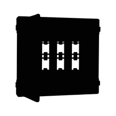 Fuse box black and white silhouette